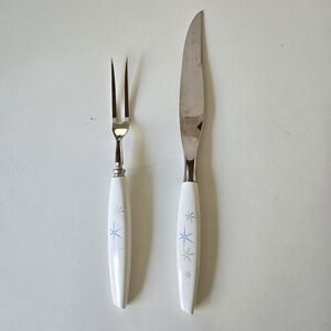 VINTAGE Mode Danish Meat Carving Set Fork & Knife Starburst Stainless Sheffield